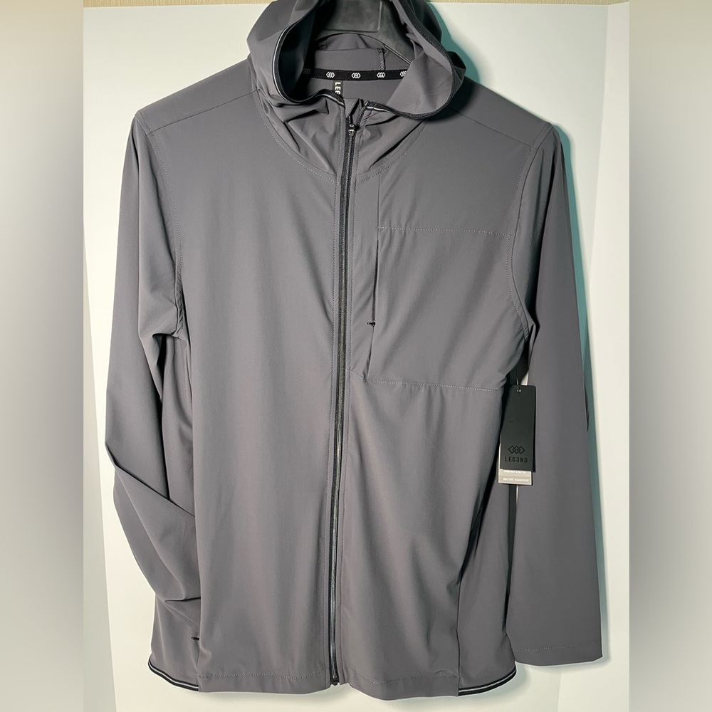 LEG3ND Hooded 4-way Stretch Long Sleeve Full Zip Light Weight Active/Track Jackt